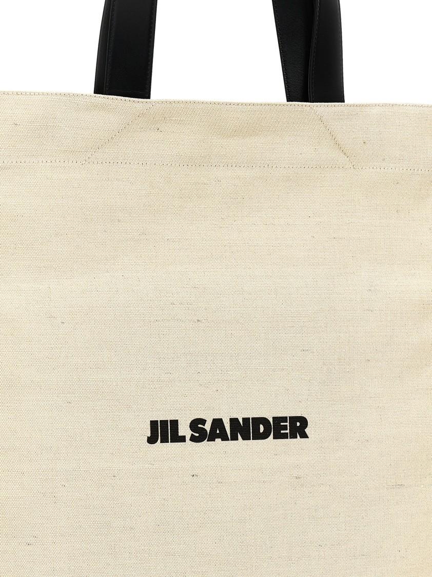 JIL SANDER Medium Flat Shopping Bag In White/black Product Image