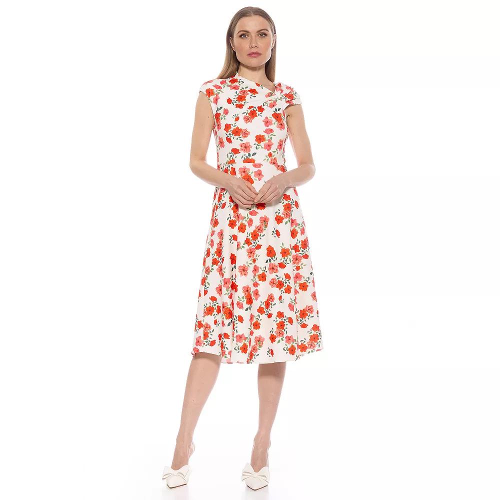 Women's ALEXIA ADMOR Mariah Asymmetrical Fit & Flare Midi Dress,  Product Image