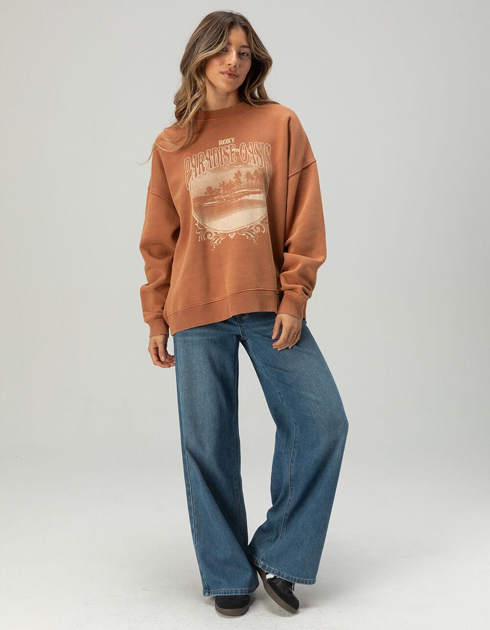 ROXY Lineup Womens Oversized Crewneck Sweatshirt - BROWN Product Image
