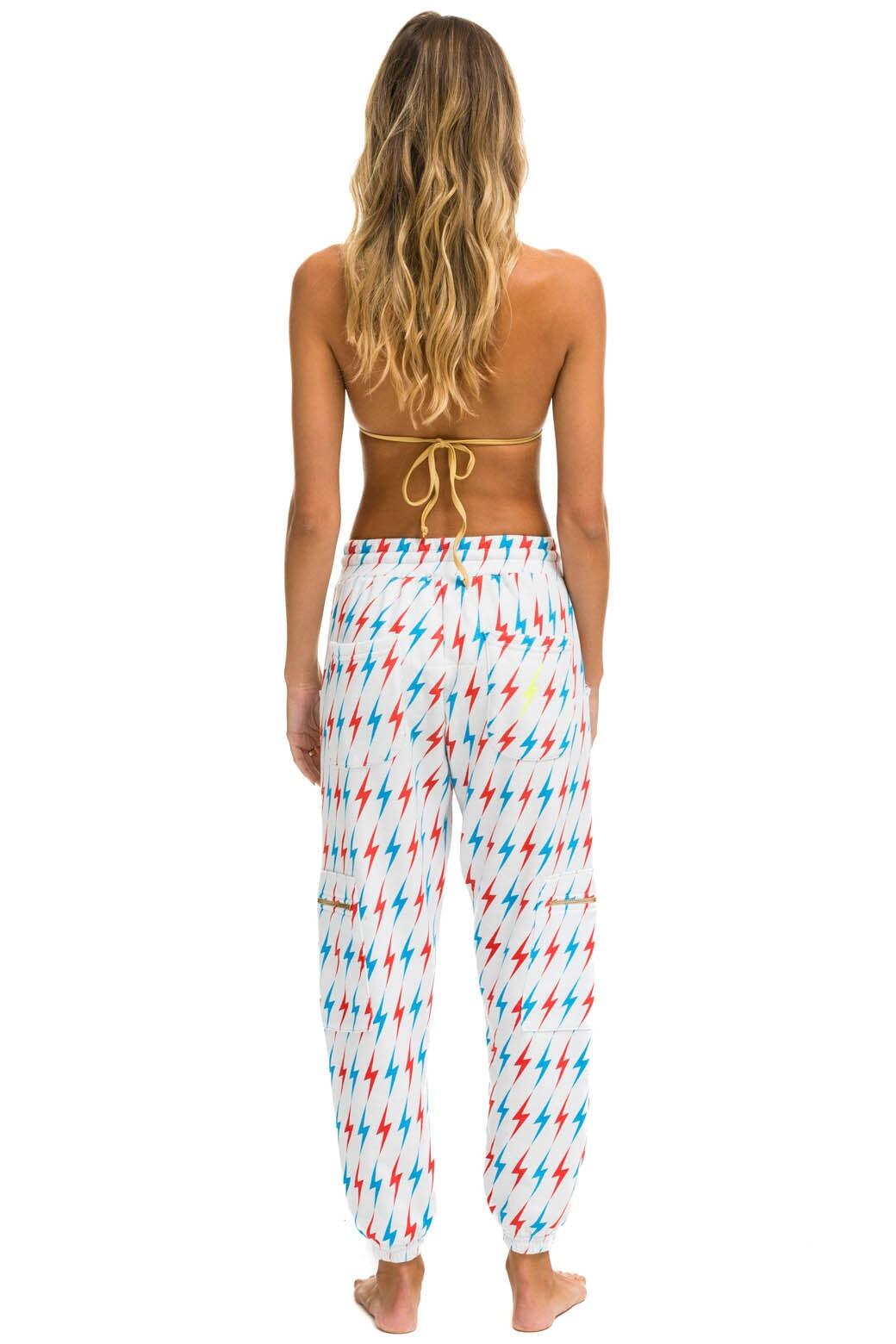 AVIATOR BOLT EMBROIDERY CARGO SWEATPANTS - WHITE // USA Female Product Image