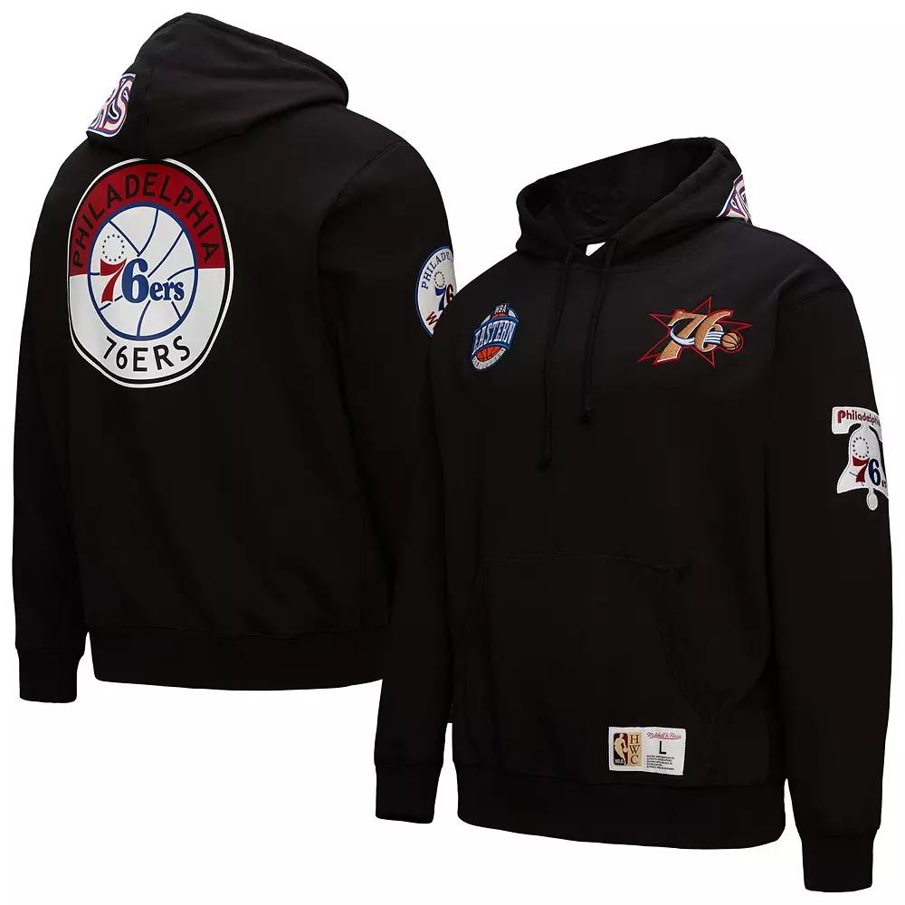 Men's Mitchell & Ness Black Philadelphia 76ers Hardwood Classics Blackout Collection Pullover Hoodie,  Product Image
