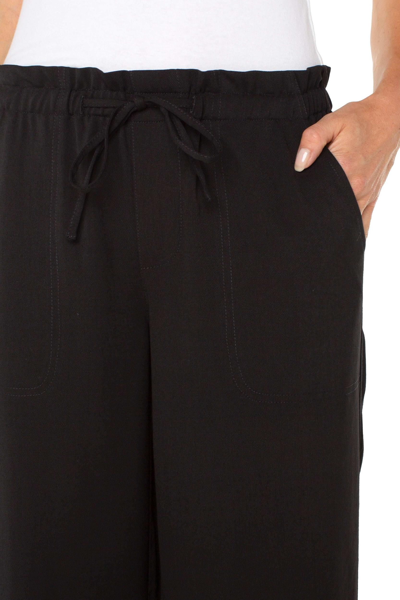Tie Waist Wide Leg Ankle Pant Product Image