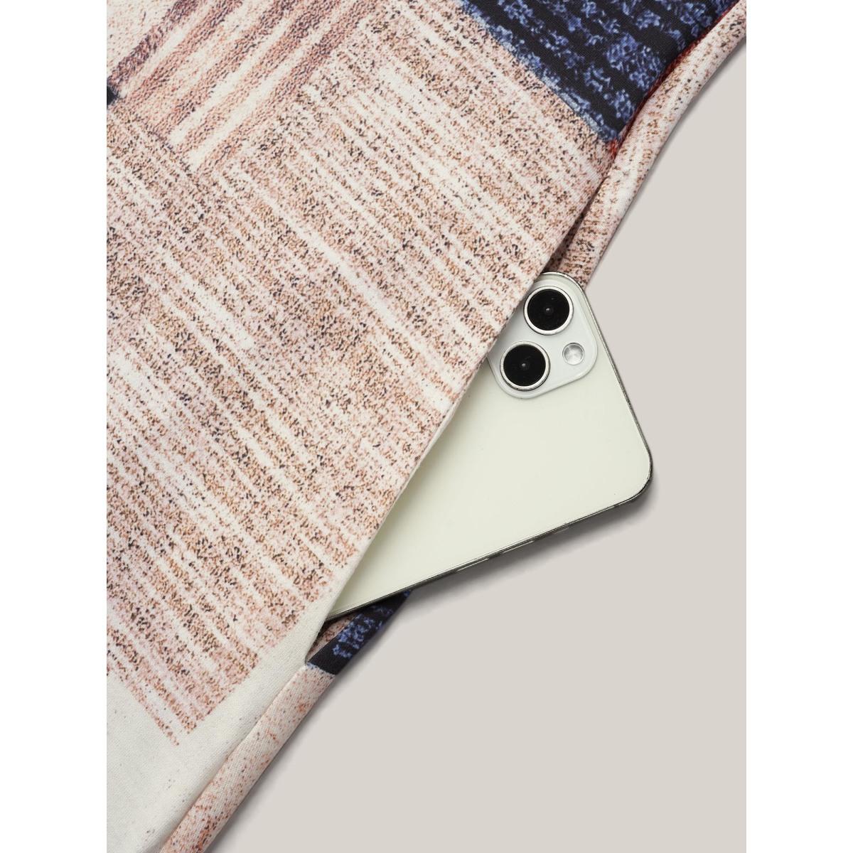 Plus Size Abstract Print Round Neck Flared Midi Dress Multicolor Women Casual Non Knit Dresses Bloomchic 22-24/3X Product Image