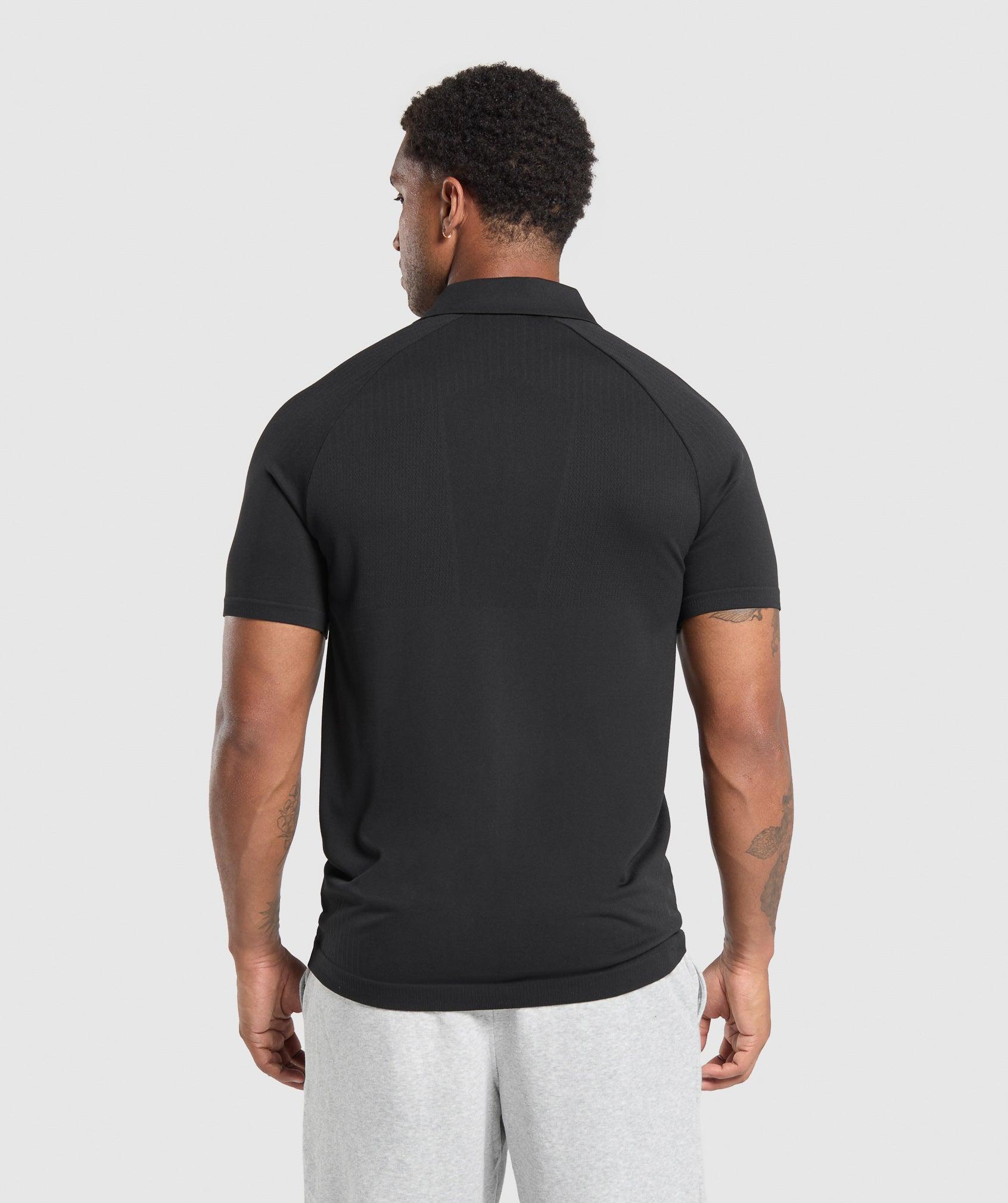 Gymshark Seamless Polo Shirt - Black Male Product Image