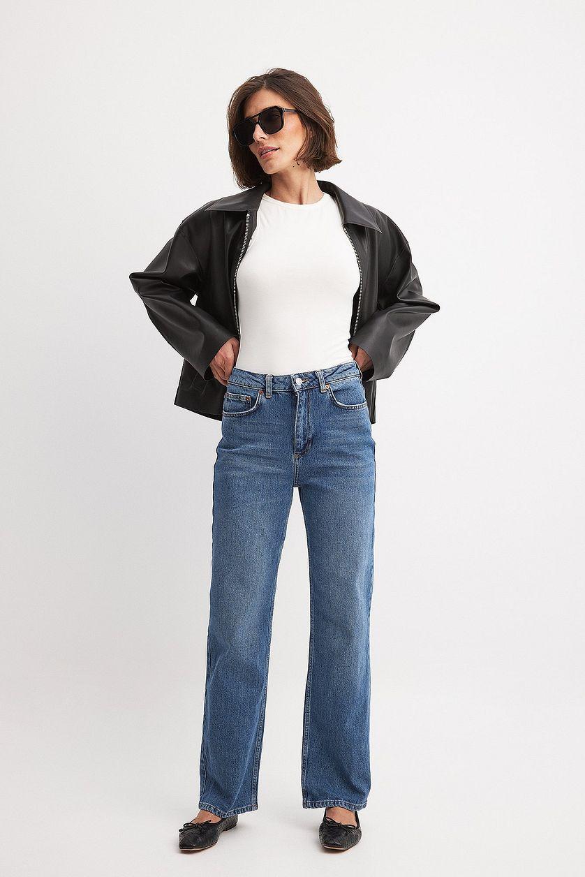 Straight High Waist Jeans Grey Product Image