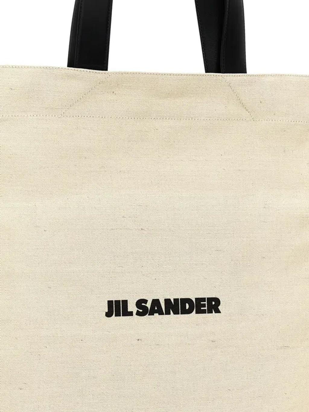 JIL SANDER Medium Flat Shopping Bag In White/black Product Image
