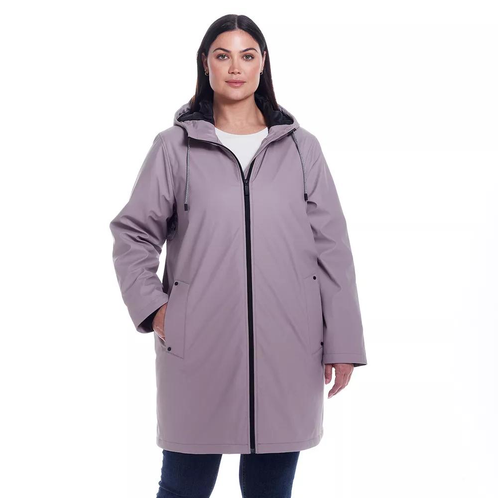 Plus Size Weathercast Water-Resistant Hooded Rain Jacket, Women's, Size: 3XL, Dried Purple Product Image
