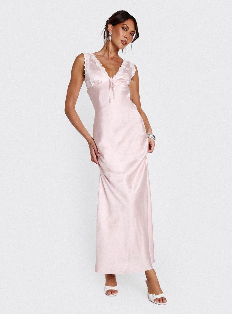 Liliya Lace Maxi Dress Pink Product Image