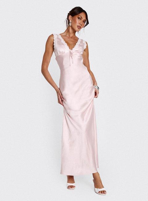 Liliya Lace Maxi Dress Pink Product Image