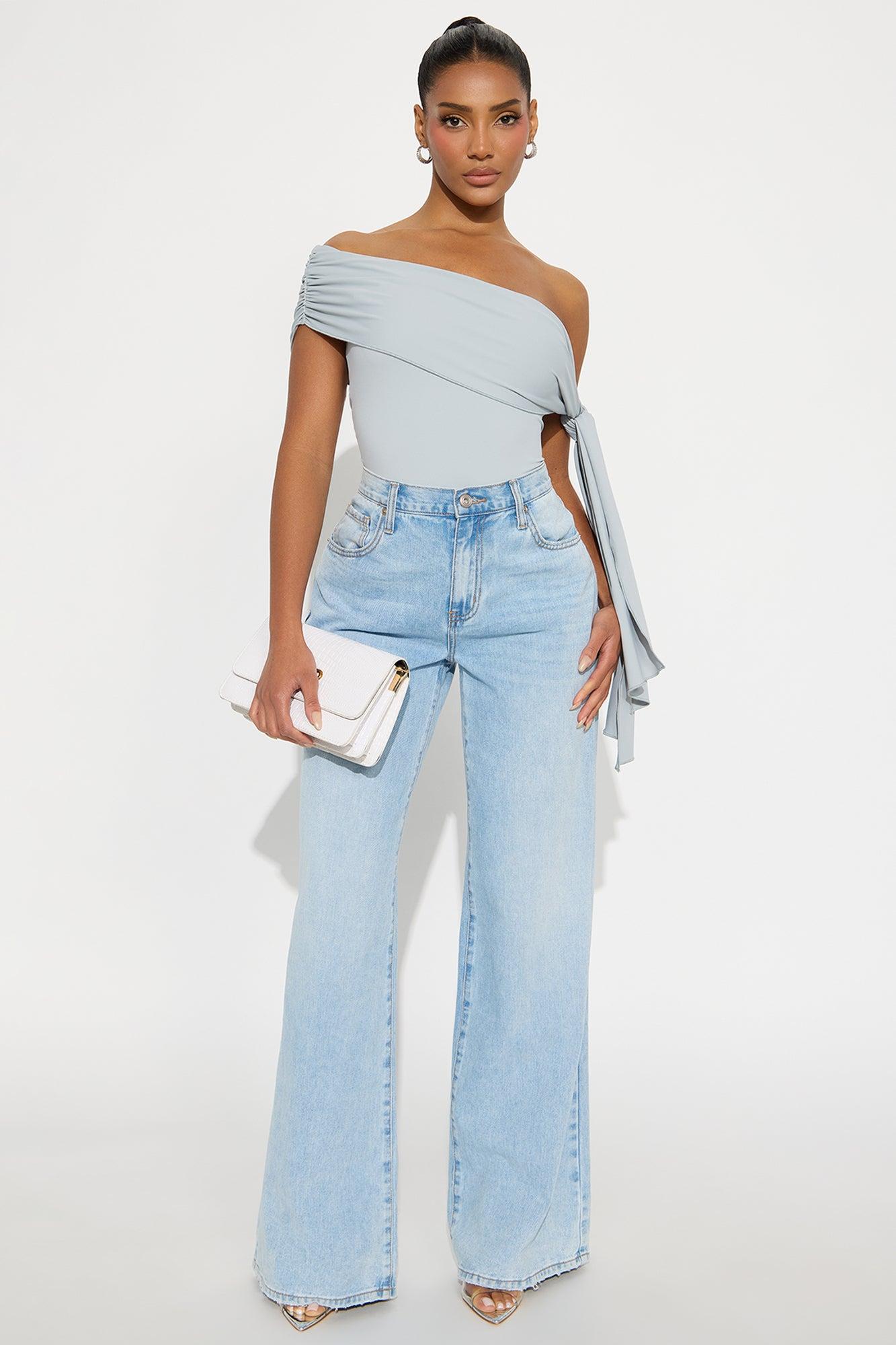 Refined Class Ruched Off Shoulder Bodysuit - Silver Female Product Image