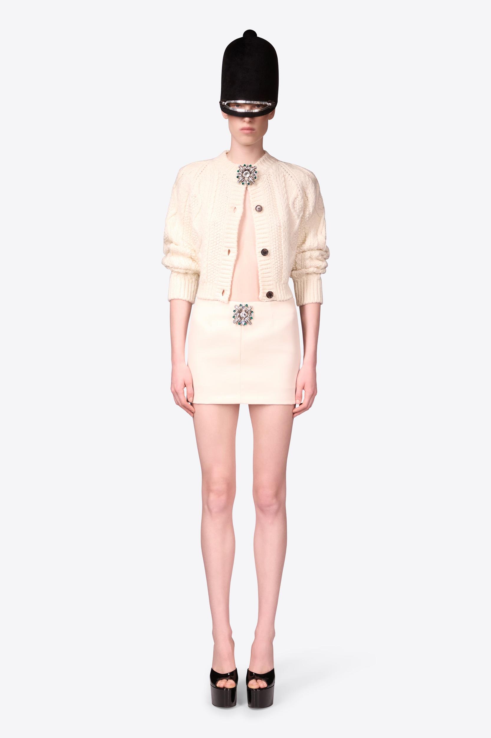 Crystal Brooch Cropped Cardigan Product Image