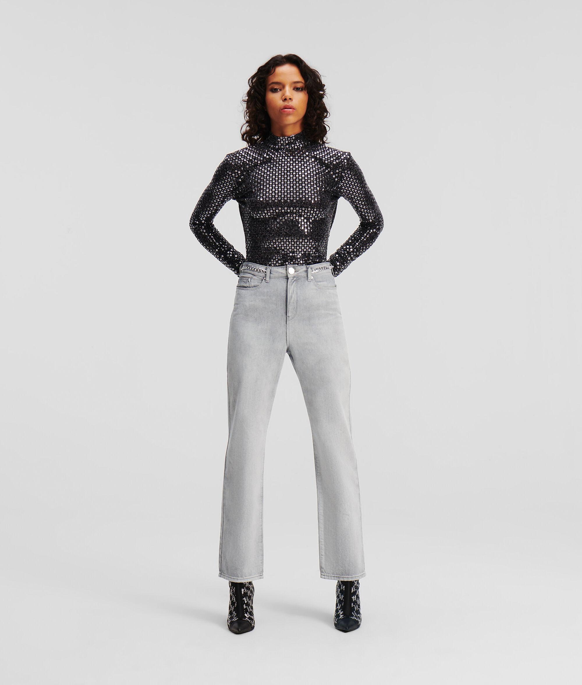 CHAIN DETAIL STRAIGHT JEANS Product Image