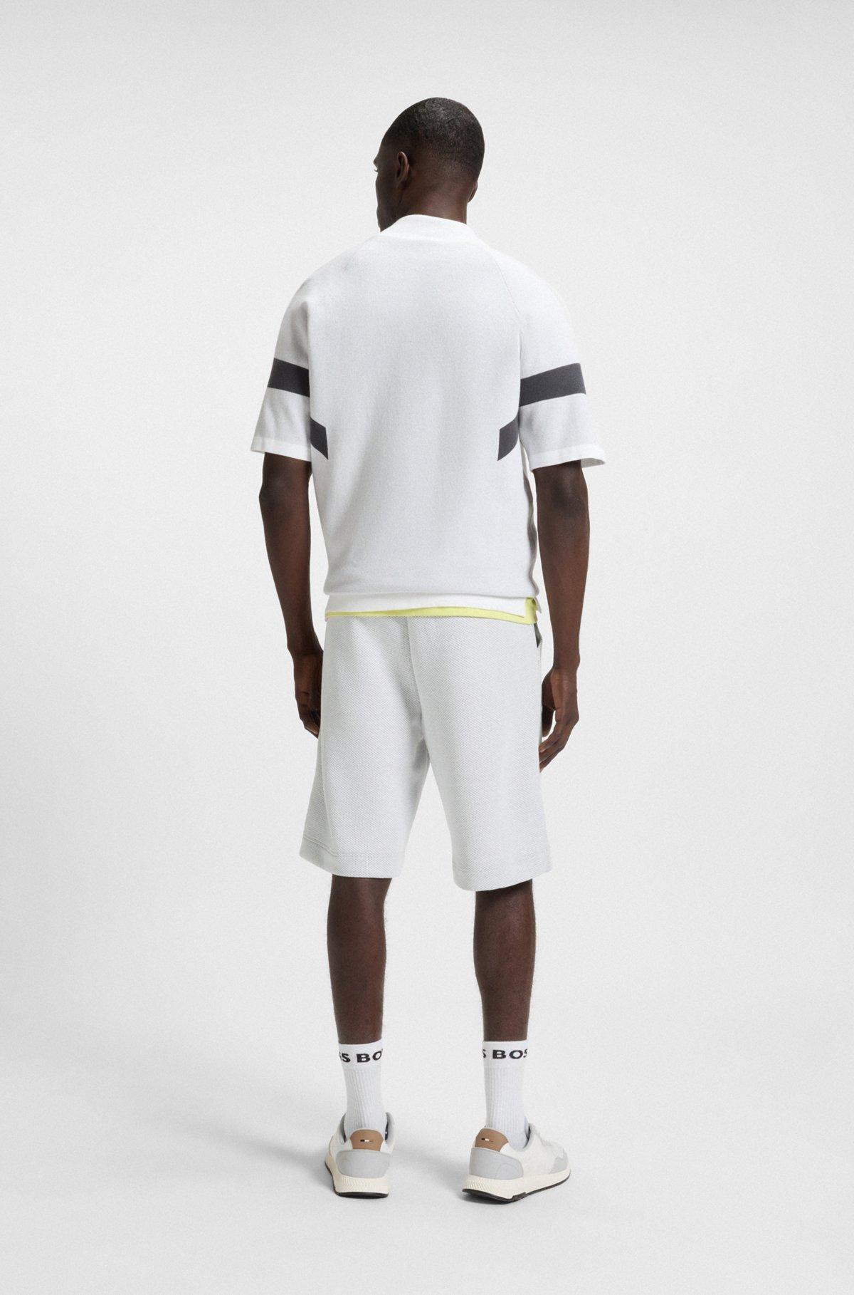 BOSS - Relaxed-fit shorts in quilted jacquard - White Product Image