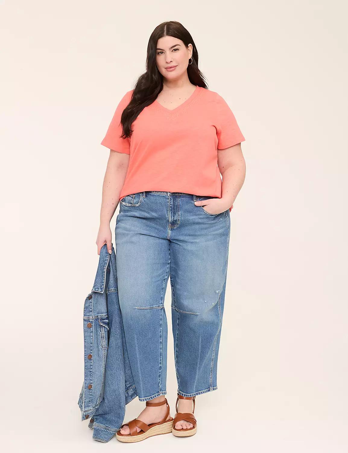 Embroidered V-Neck Tee Product Image