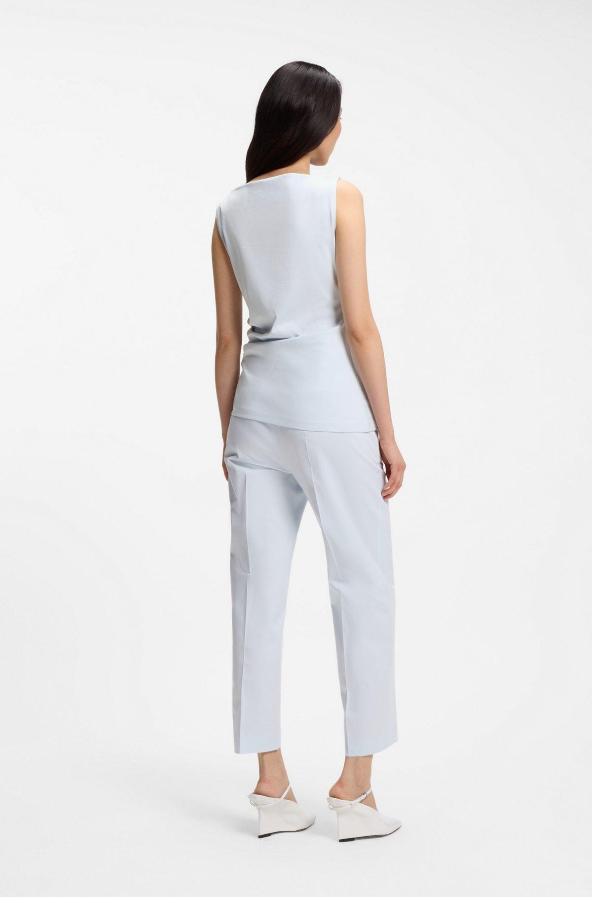 Cowl-neck asymmetric top in mercerized cotton Product Image