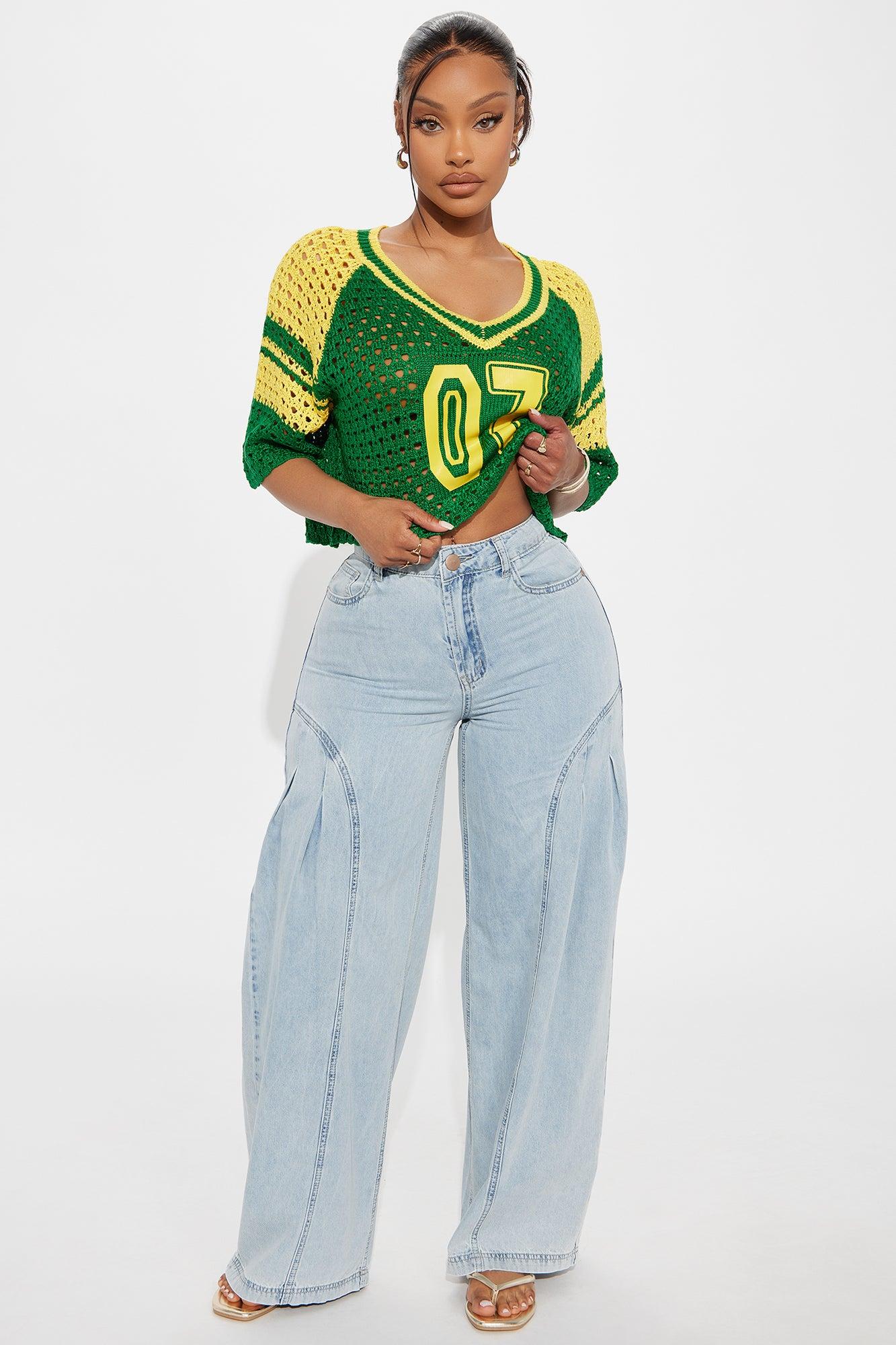 For Shore Loose Flowy Denim Wide Leg Jeans - Light Wash Female Product Image