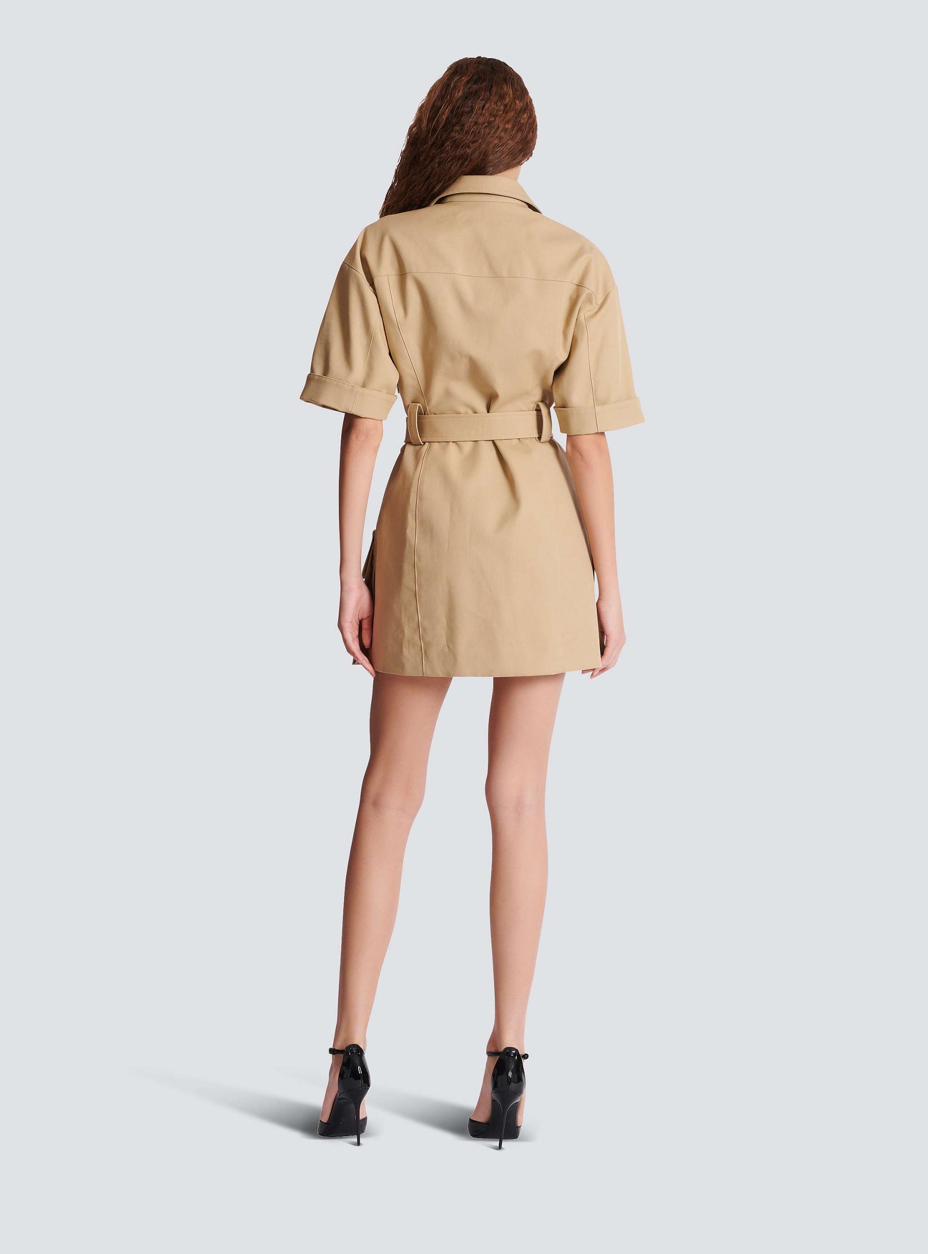 Short cotton gabardine lace-up dress Product Image