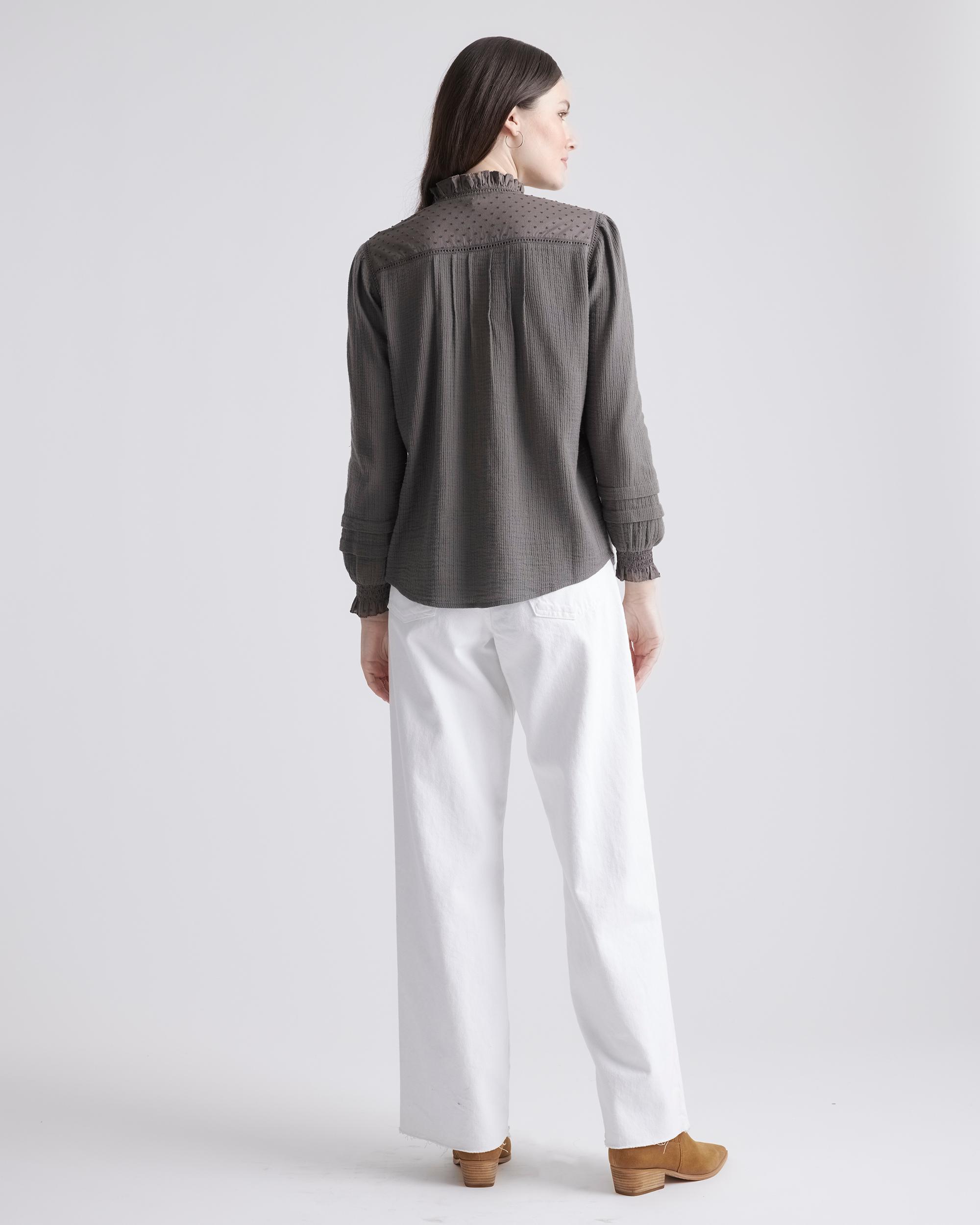 Quince | Women's Organic Textured Cotton Peasant Blouse Organic Cotton Product Image