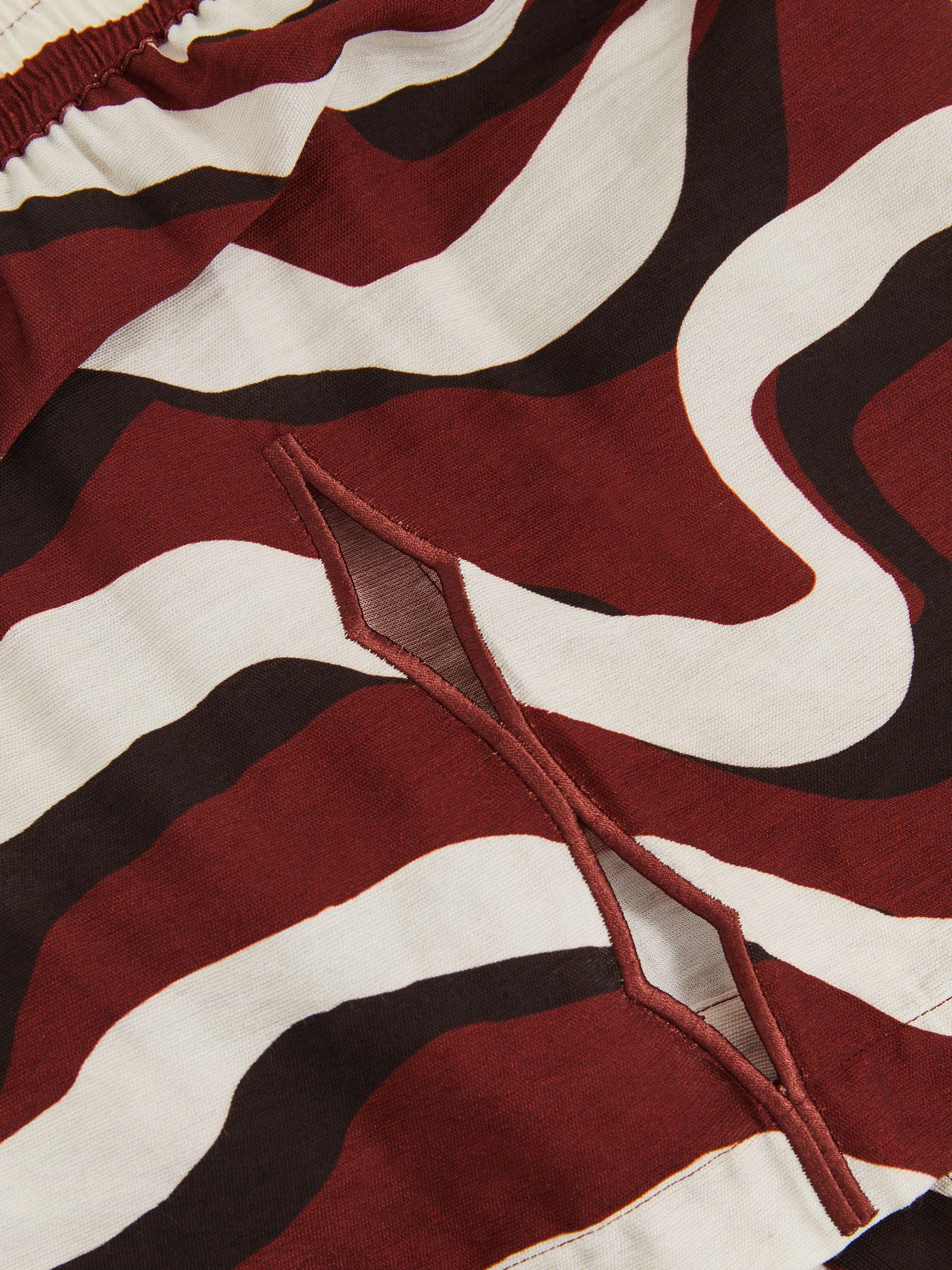 Wave-Print Drawstring Shorts in White Product Image