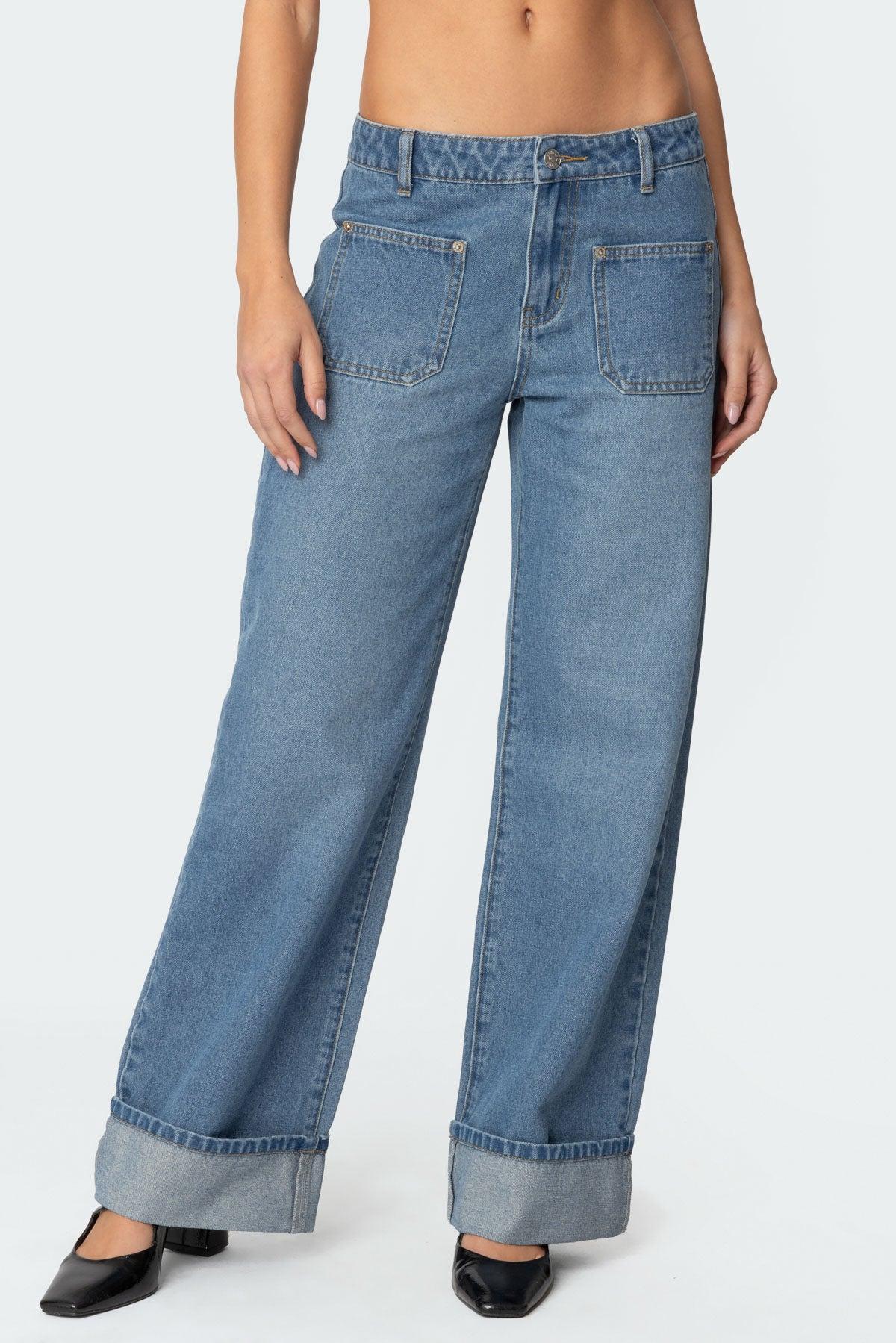 Madi Cuffed Low Rise Baggy Jeans Product Image