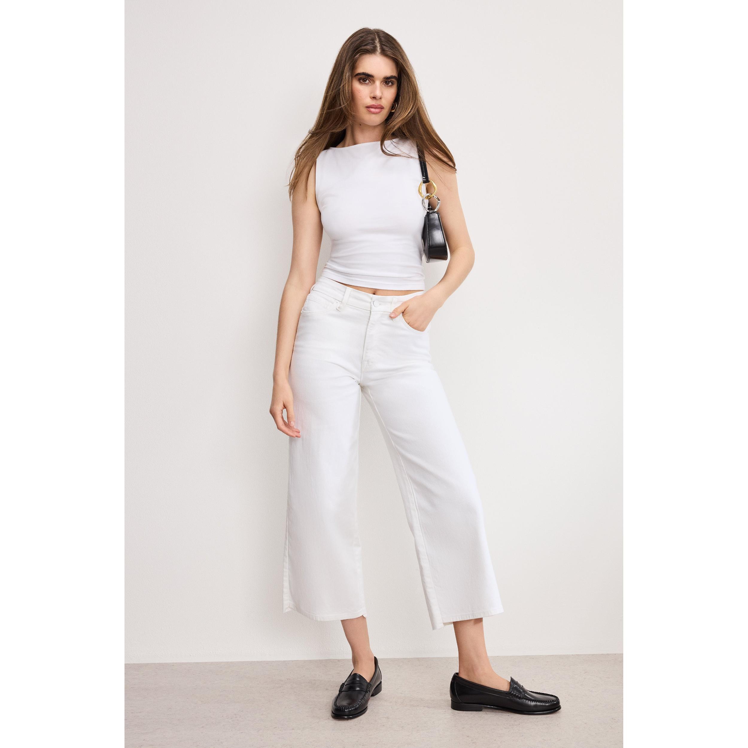 Womens Good Waist Crop Palazzo Jeans Product Image