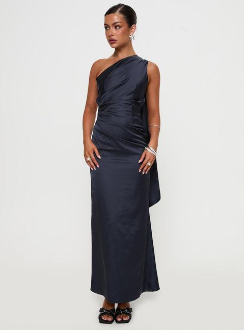 Dulcia One Shoulder Maxi Dress Blue Product Image