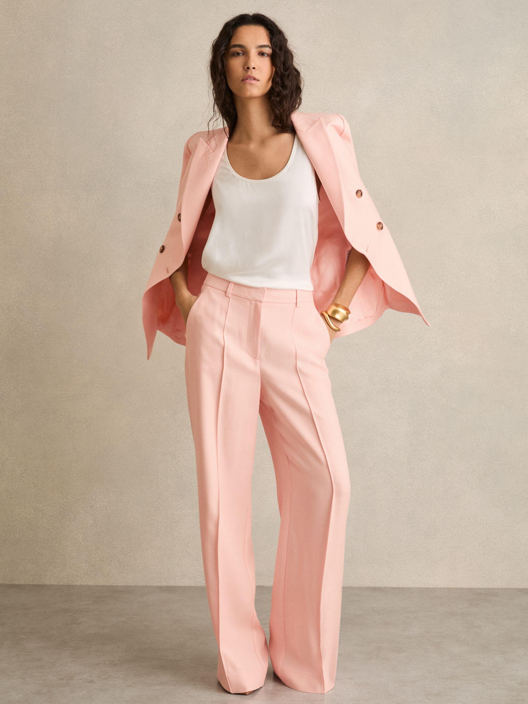 Petite Double-Breasted Peak-Lapel Suit Jacket in Pink Product Image