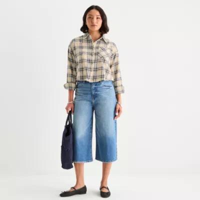 a.n.a Plaid Womens Long Sleeve Regular Fit Button-Down Shirt Product Image