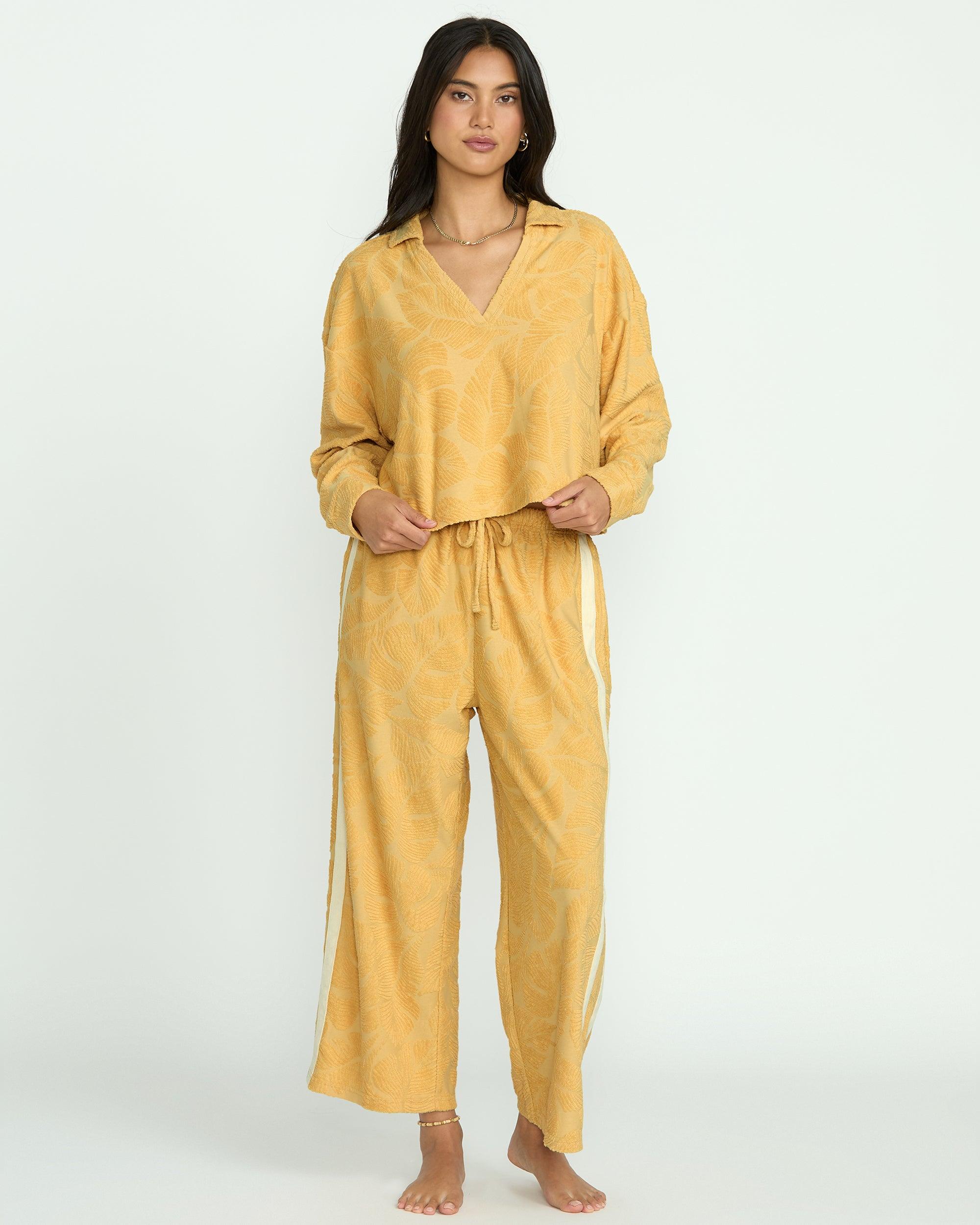 Sun Palm Terry Pullover Sweatshirt - Gold Coast Female Product Image