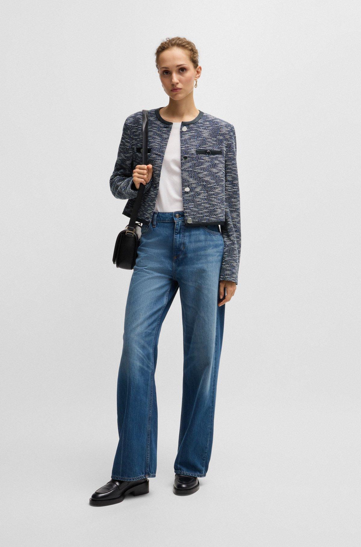 BOSS - Cropped jacket in cotton tweed - Patterned Product Image