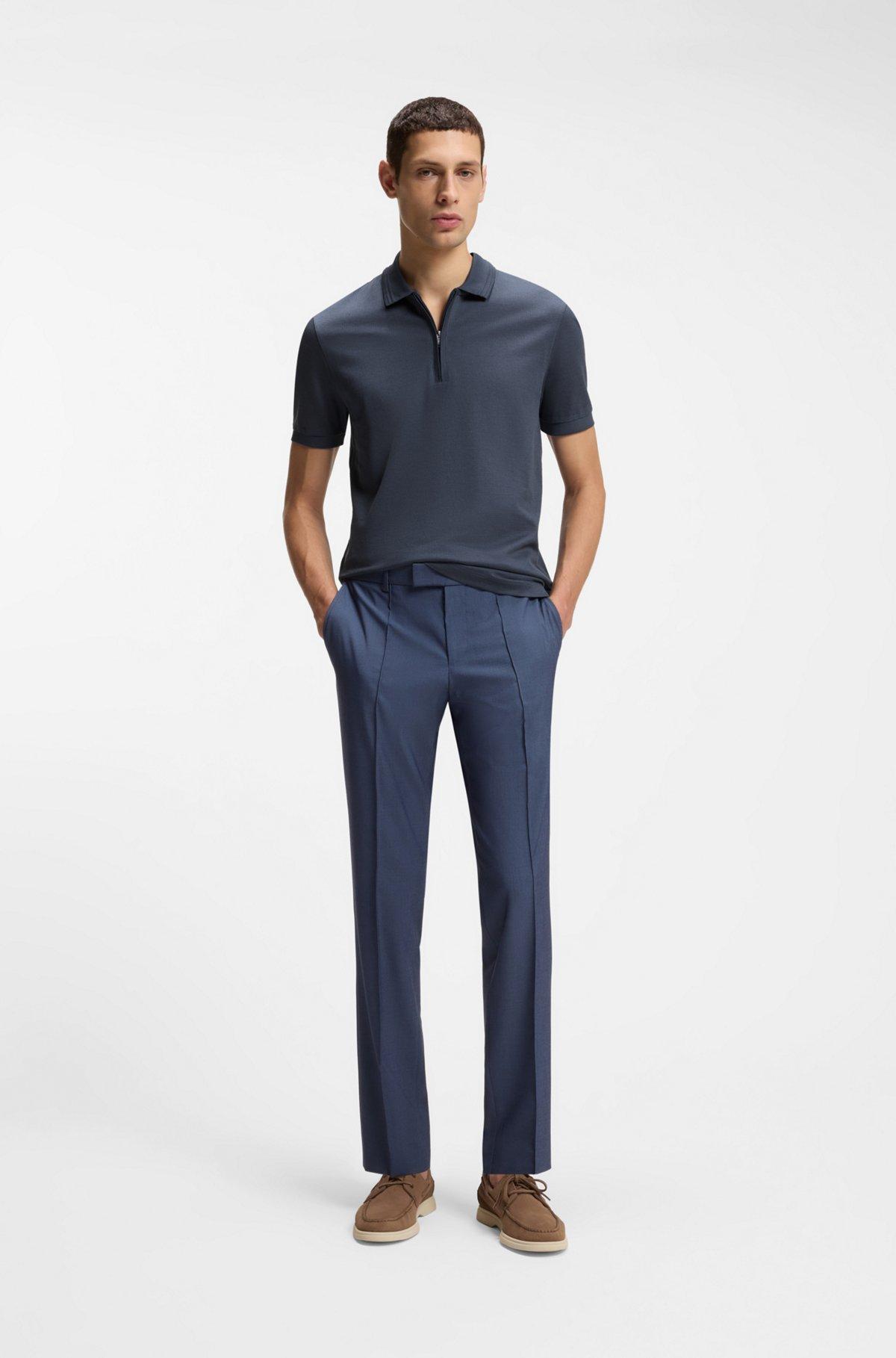 Zip-placket polo shirt in a cotton blend Product Image