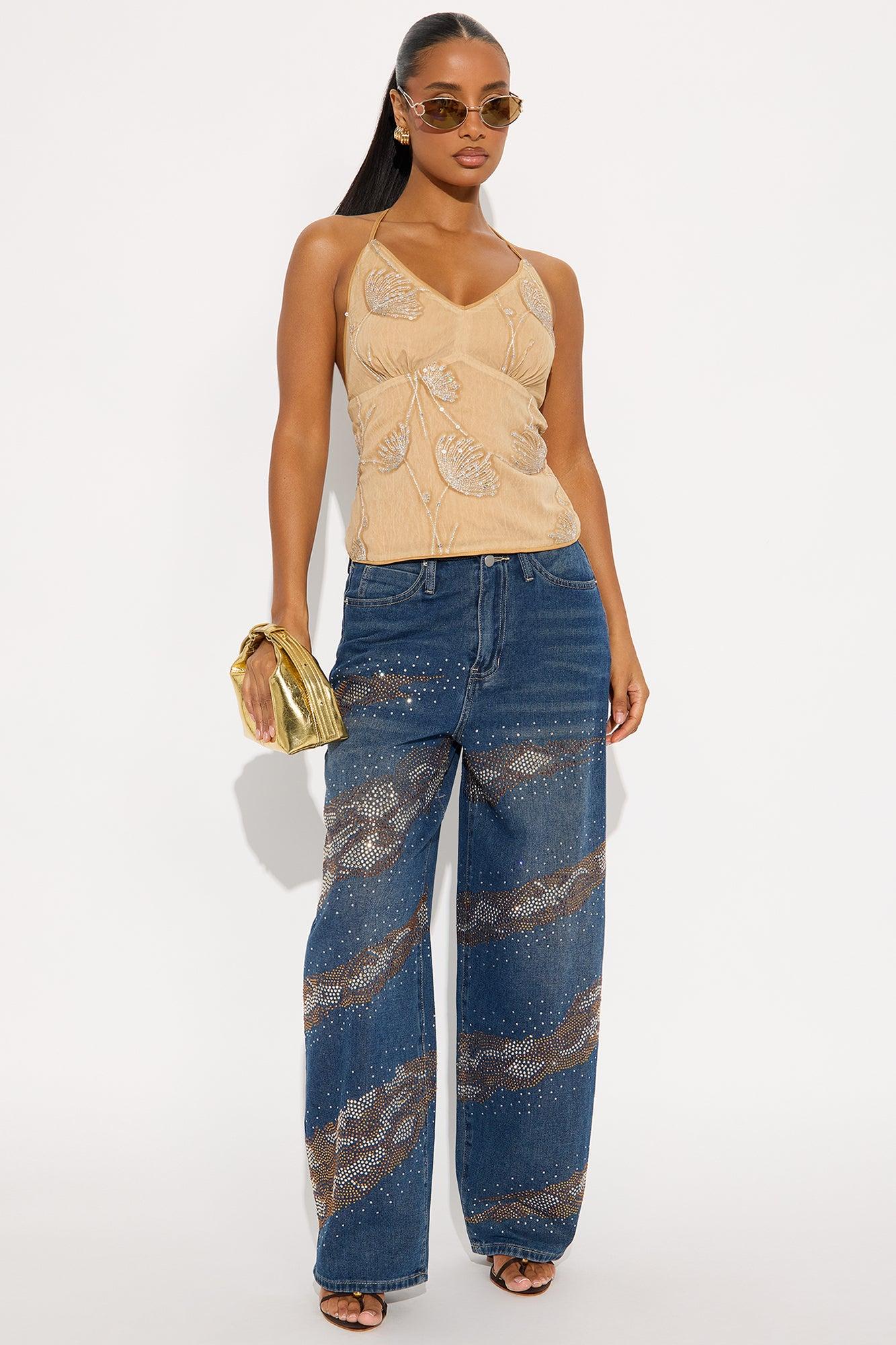 Sugar And Spice Sequin Chiffon Halter Top - Taupe Female Product Image