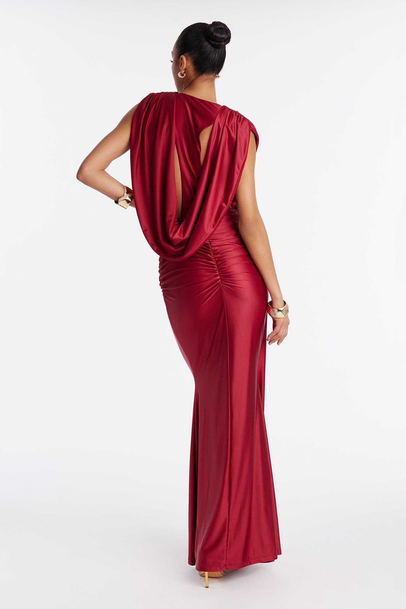 Honest Soul Satin Maxi Gown - Wine Female Product Image