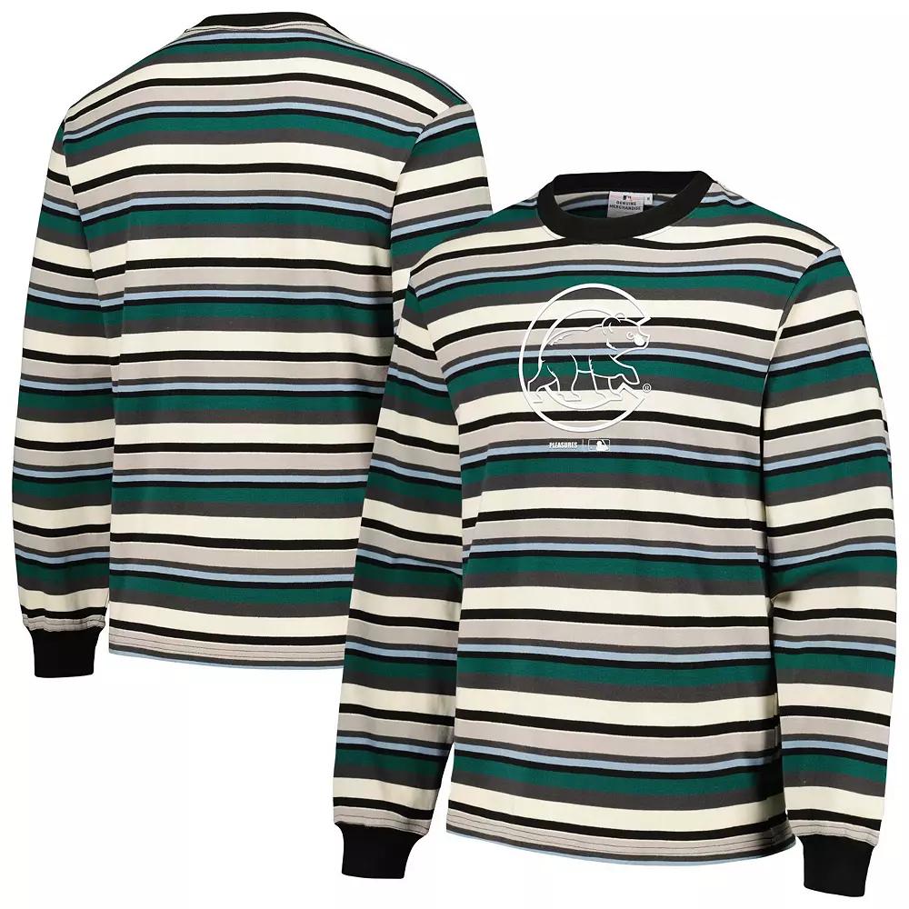 Men's PLEASURES Cream/Green Chicago Cubs Ballpark Long Sleeve T-Shirt, Size: Medium, Beige Product Image