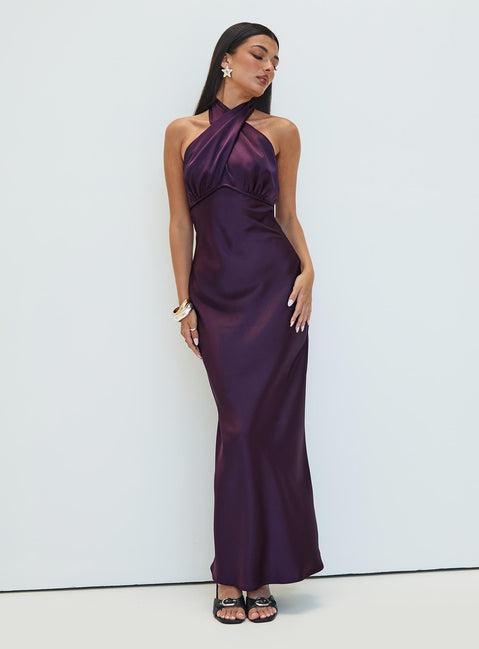 Rosaminta Halter Maxi Dress Plum Product Image