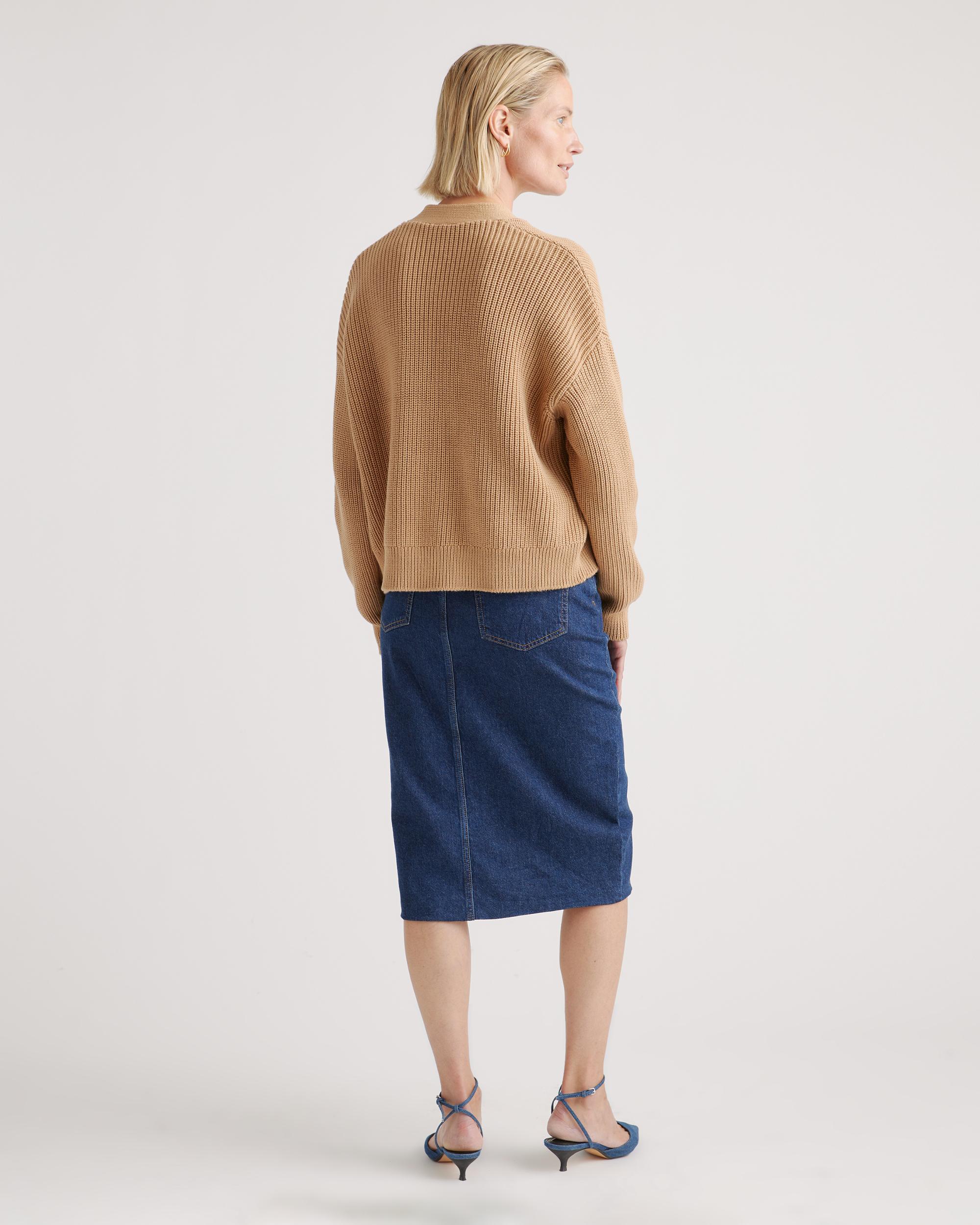 Quince | Women's Fisherman Boxy Cropped Cardigan Sweater Organic Cotton Product Image
