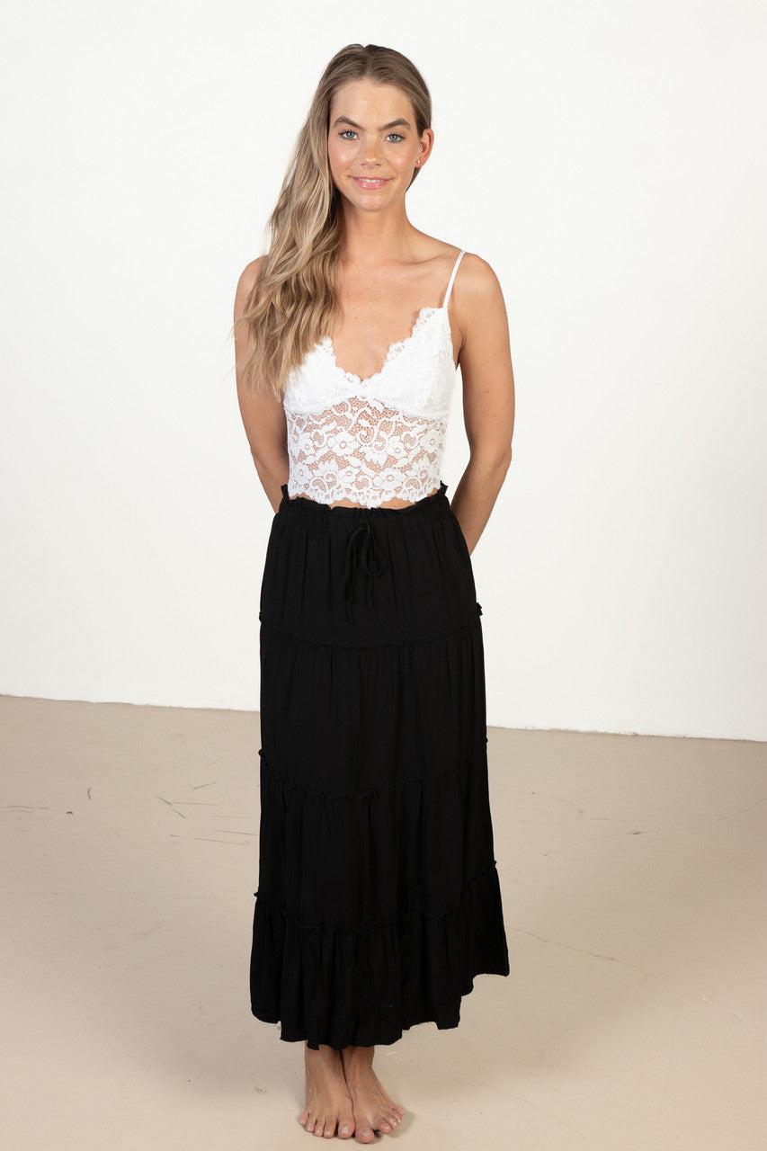 Black Layered Maxi Skirt Product Image