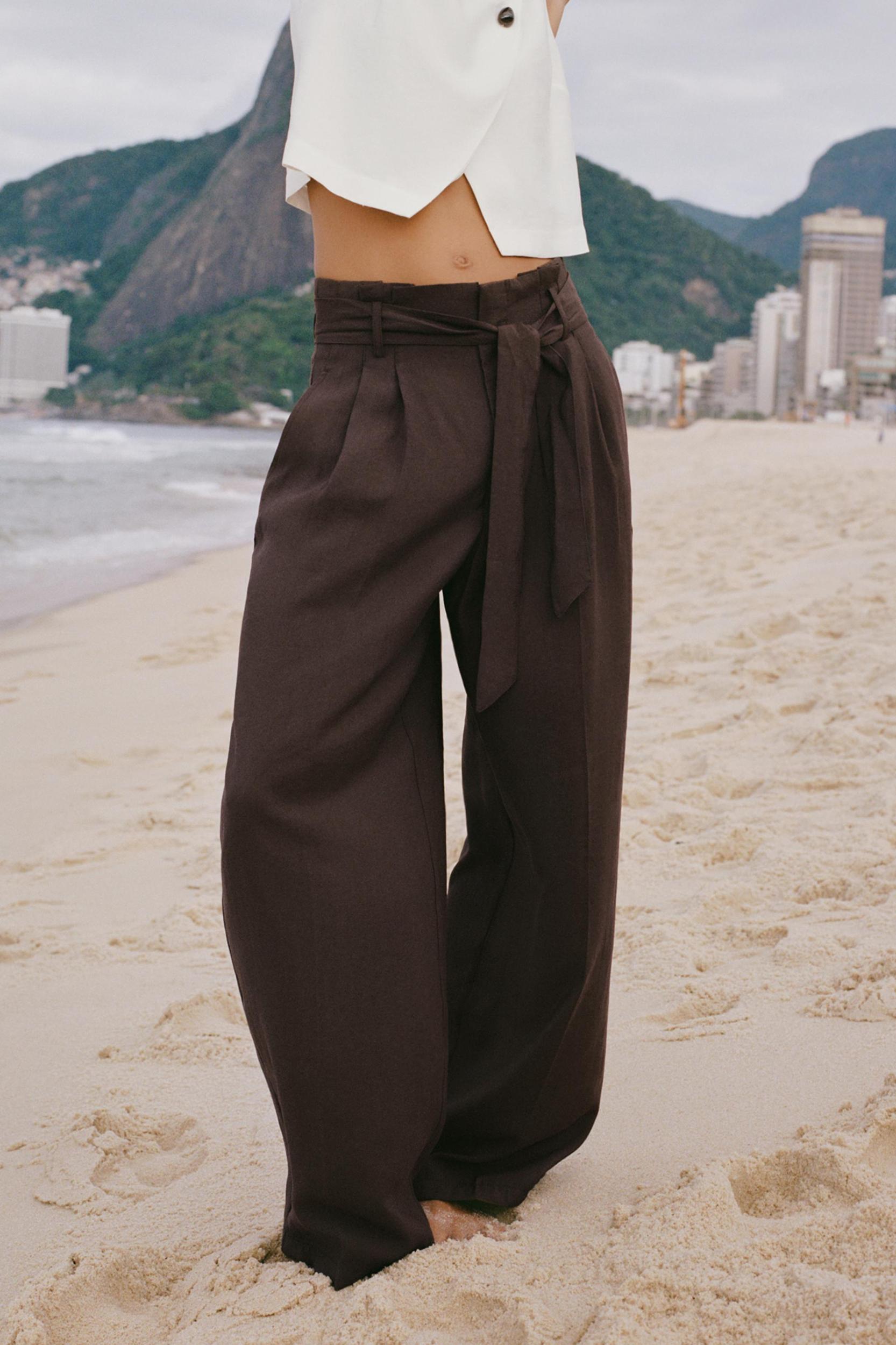 WIDE LEG BELTED PANTS Product Image