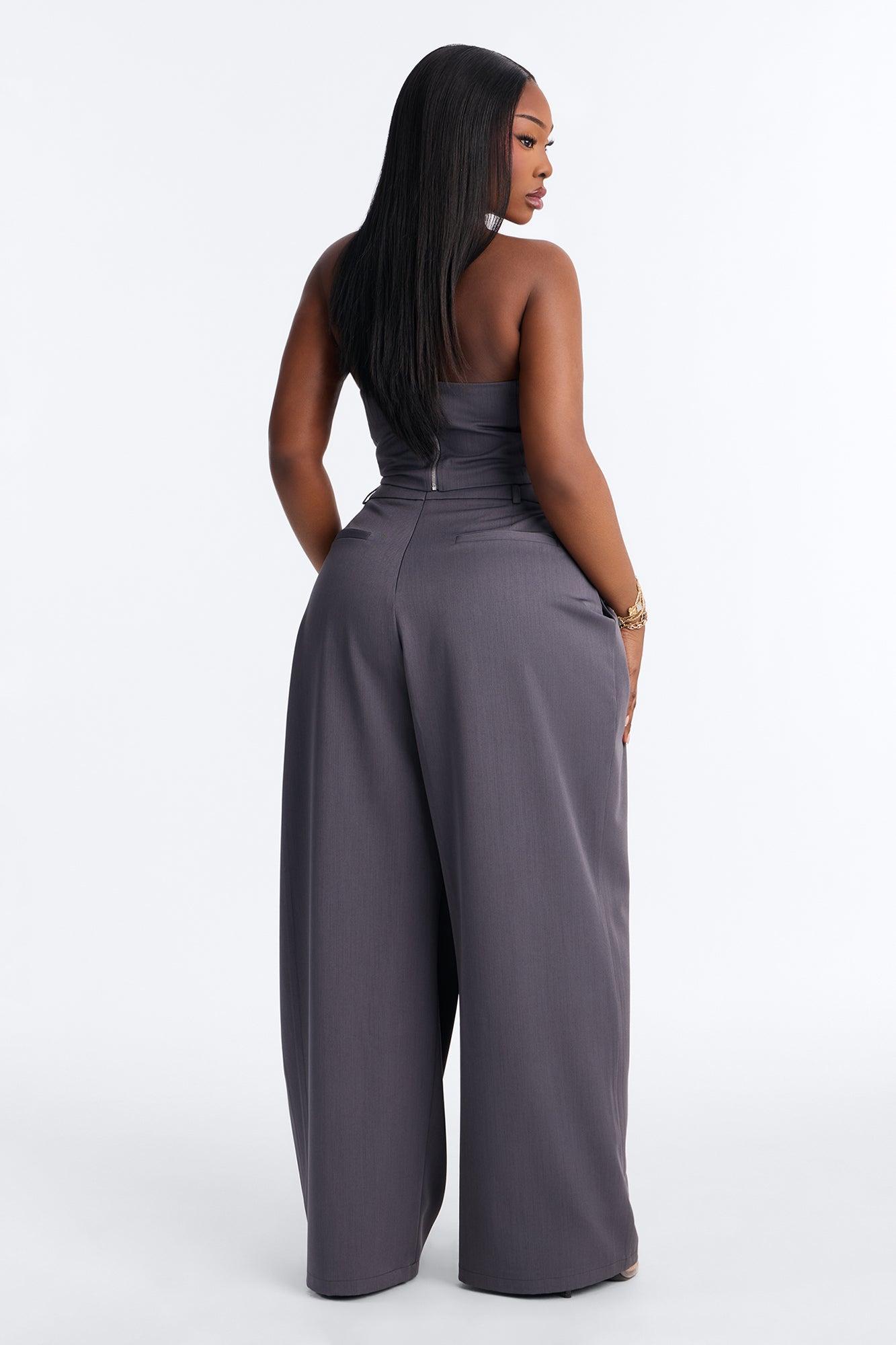 Let Me Be Draped Pant Set - Charcoal Female Product Image