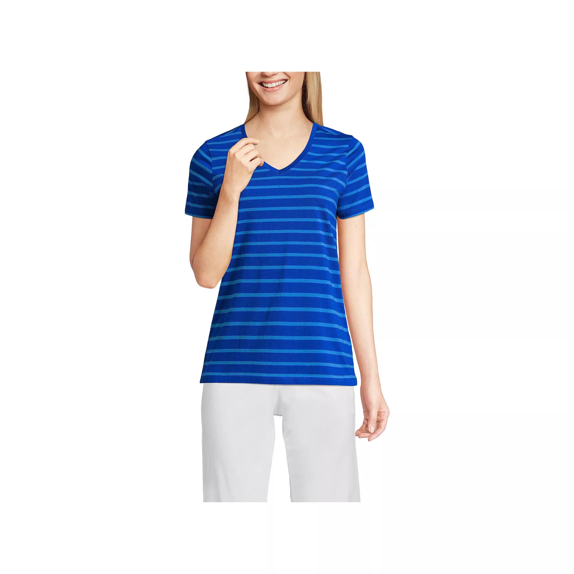 Petite Lands' End Relaxed-Fit Supima Cotton V-Neck Tee, Women's,  Product Image