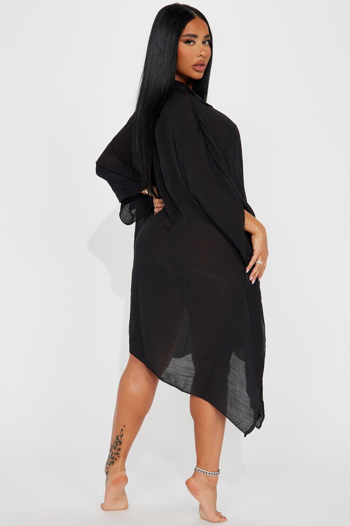Megan Swim Cover Up Kimono - Black Product Image