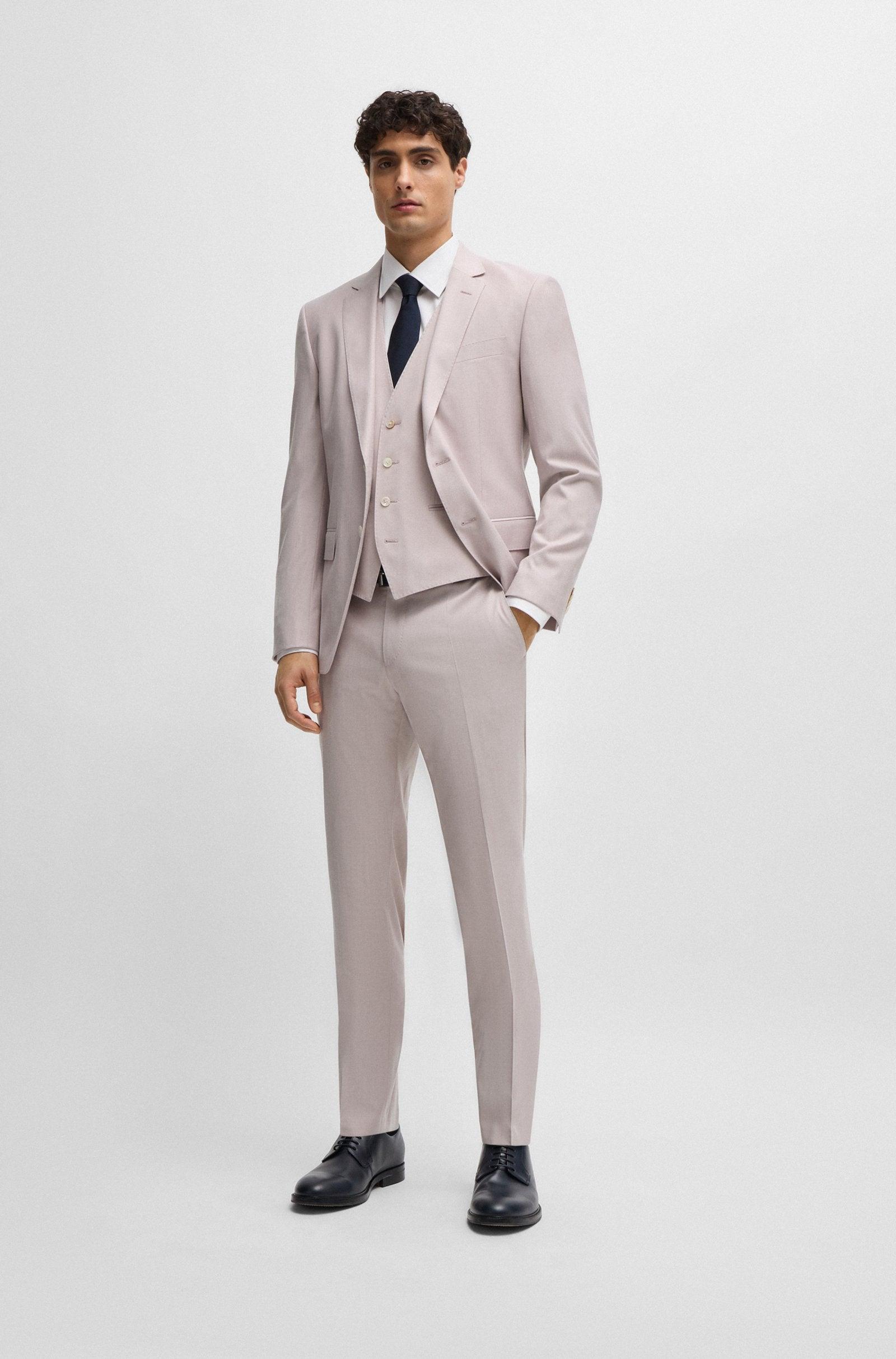 Boss SLIM-FIT Light Pink Suit In a Melange Wool Blend Product Image