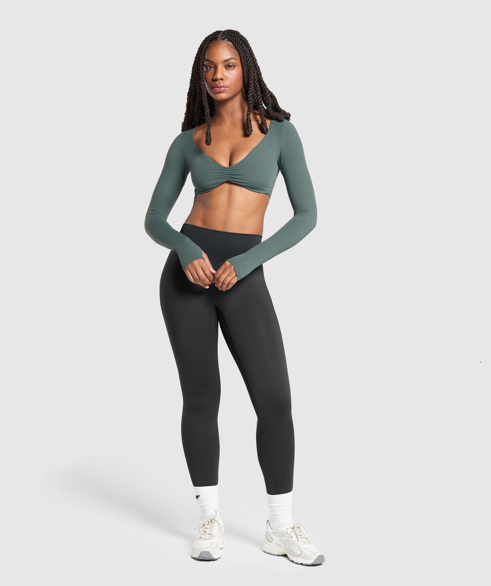 Gymshark Ruched Long Sleeve Top  - Slate Teal Female Product Image
