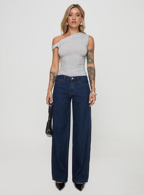 Maryanne Mid Rise Straight Leg Jeans Dark Wash Product Image