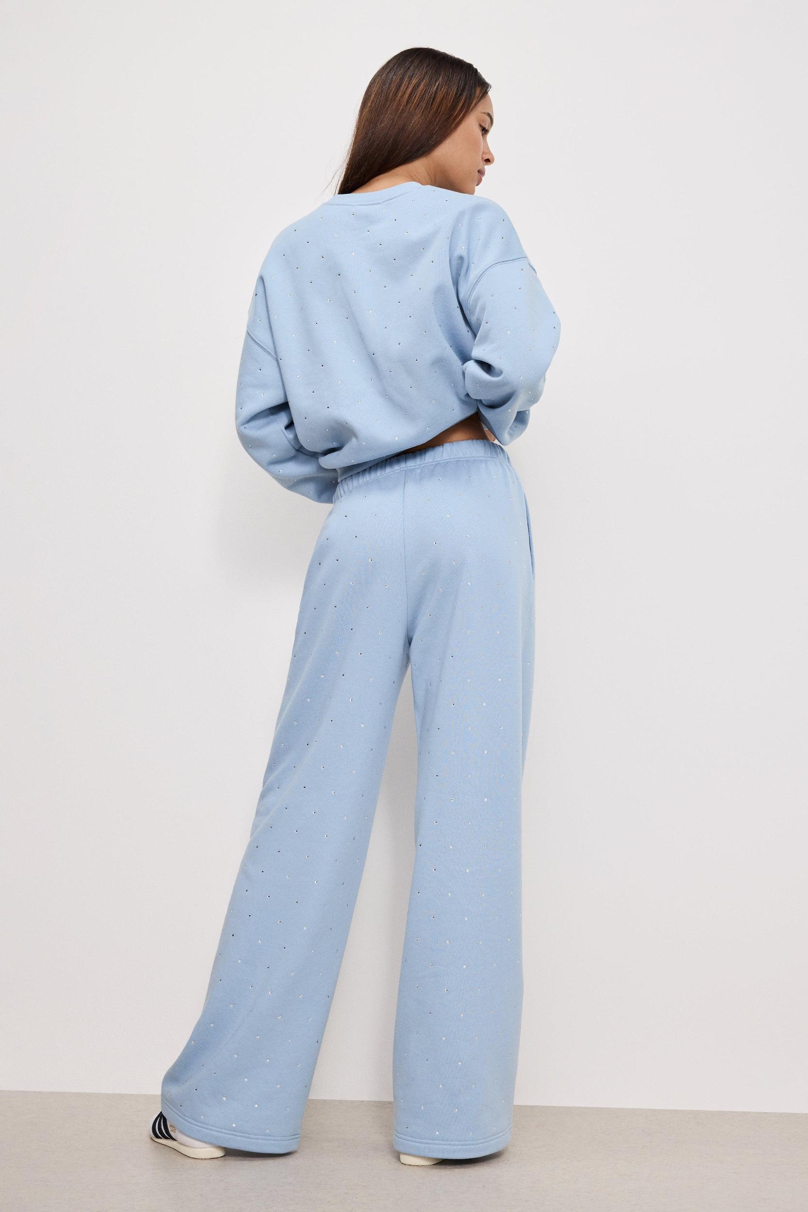 CRYSTAL WIDE LEG SWEATPANTS | WINTER SKY001 Product Image