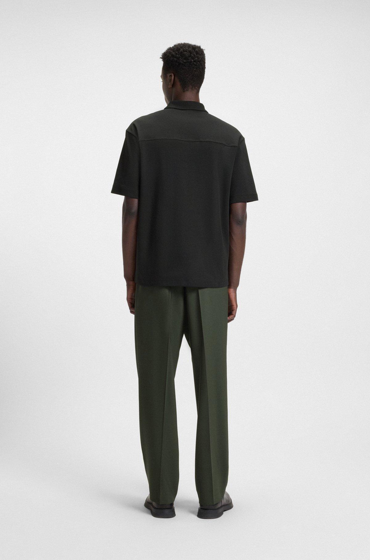 HUGO - Polo shirt with zip placket - Black Product Image