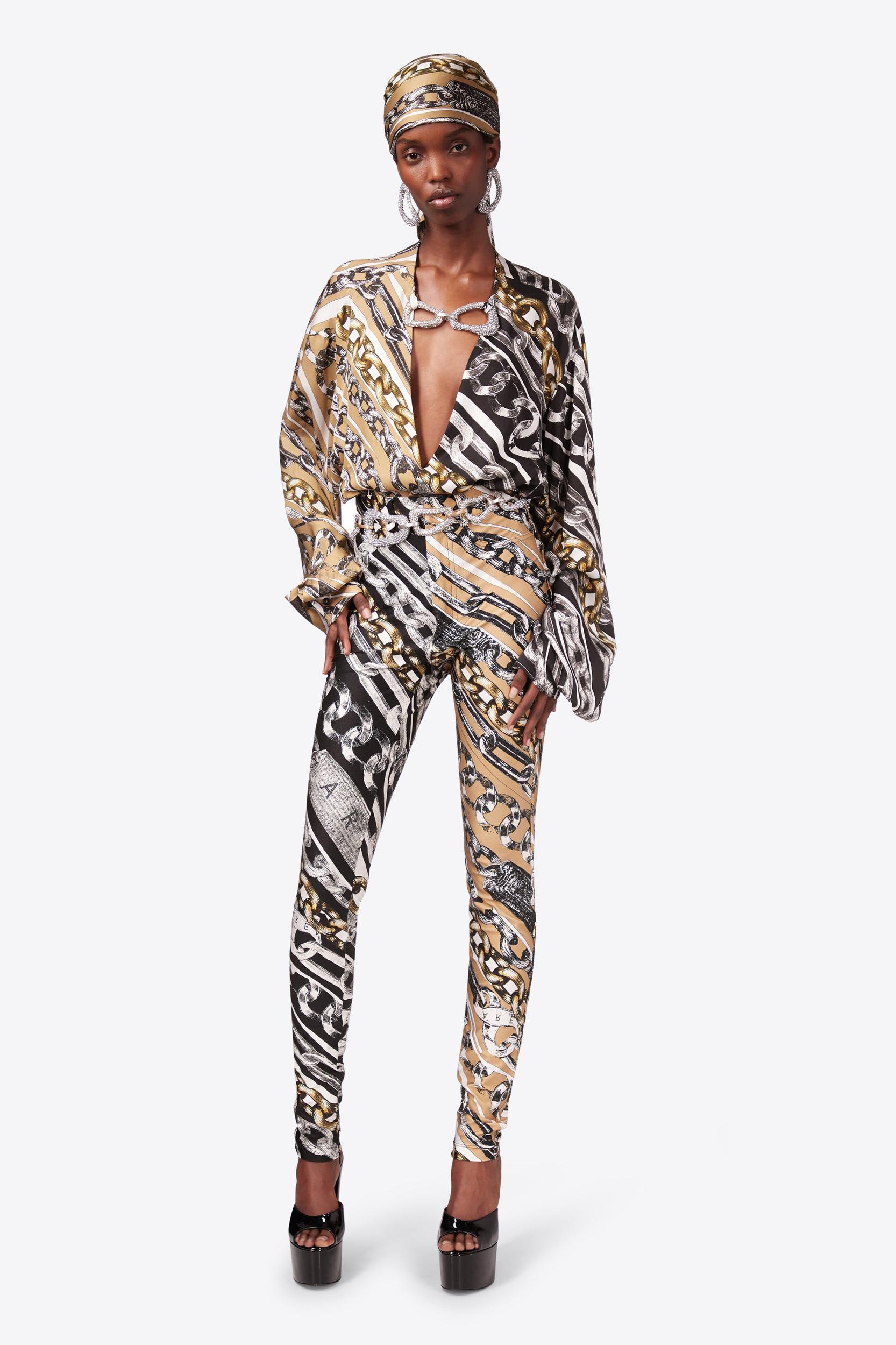 Chain Printed Crystal Link Blouse Product Image