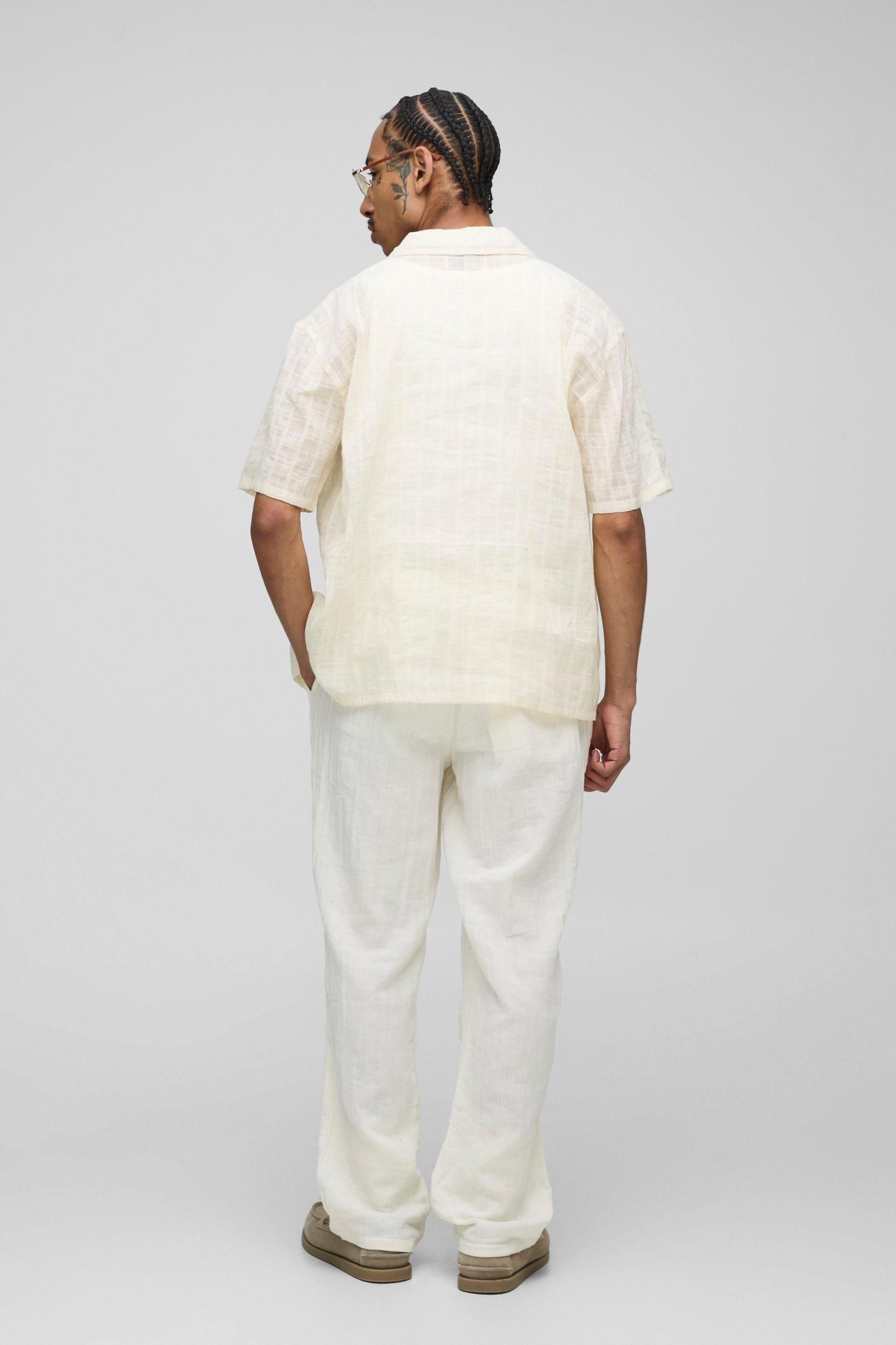 Oversized Textured Revere Shirt | boohooMAN USA Product Image