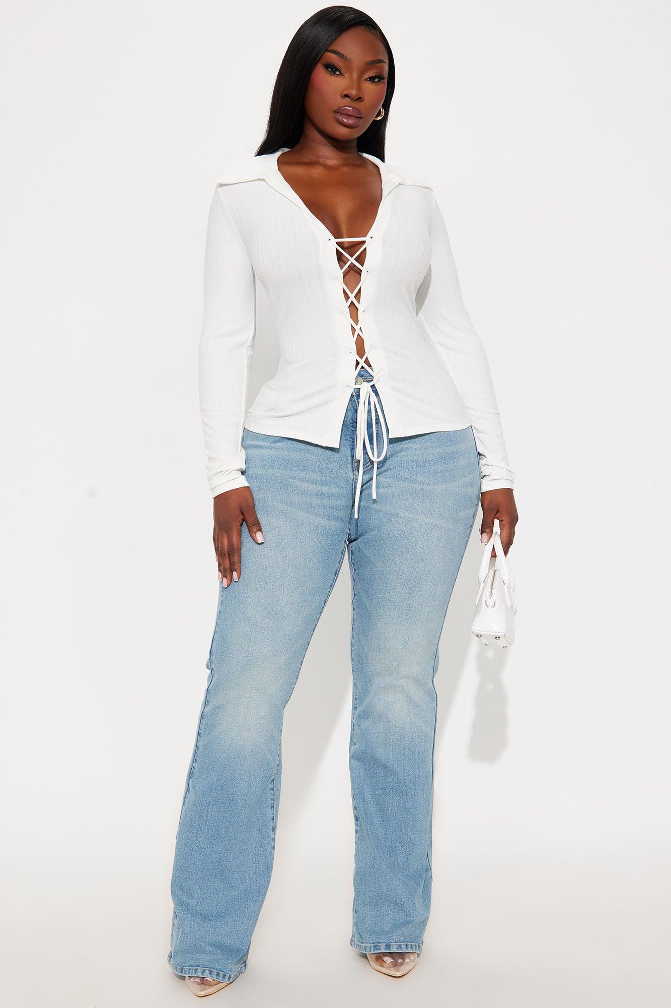 Anstice Long Sleeve Ribbed Top - Ivory Female Product Image