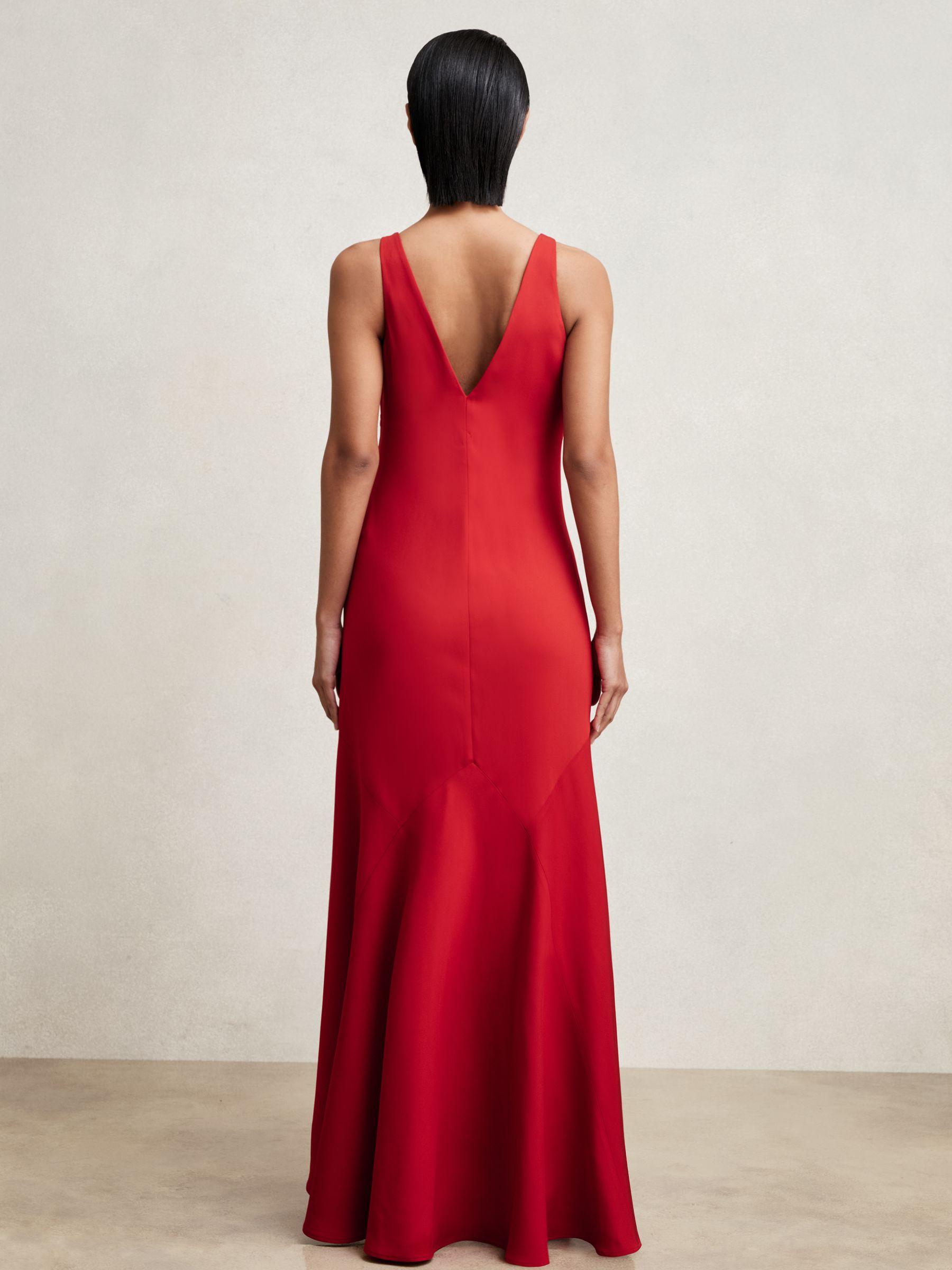 Cowl Neck Sleeveless Maxi Dress in Red Product Image